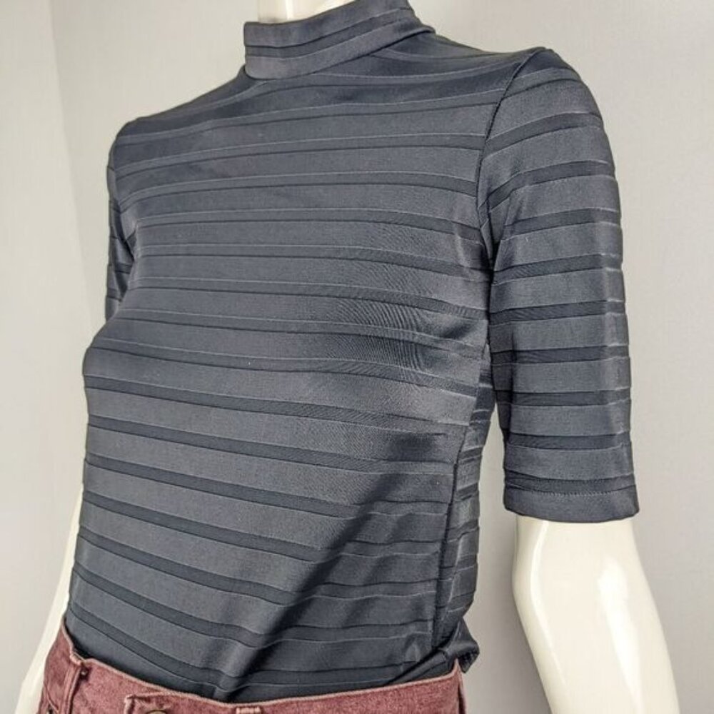 90s black ribbed mock neck size xs